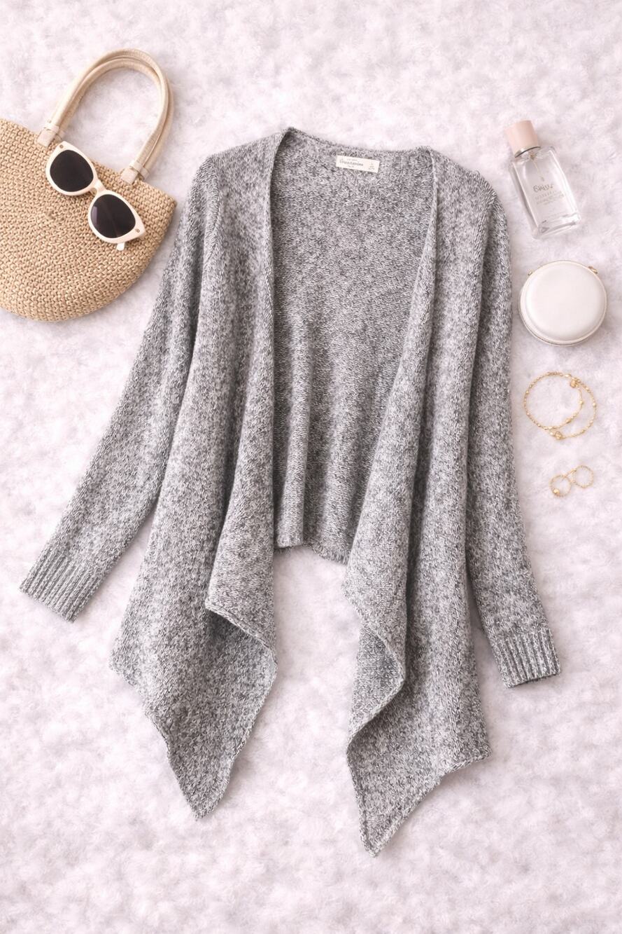 Abercrombie & Fitch Kids Open Front Wrap Sweater Handkerchief Hem Gray Size L